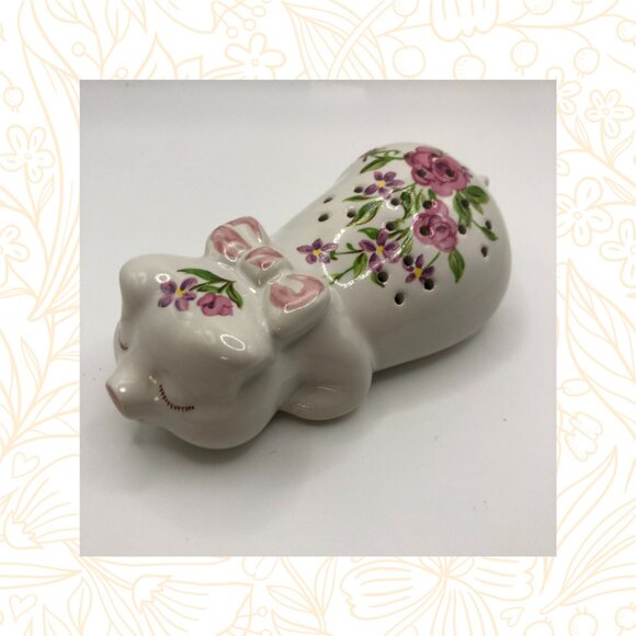 AVON 1978 Hand Decorated Flowers Pig Figurine/Sachet - by Ceramarte in Brazil - Picture 2 of 5
